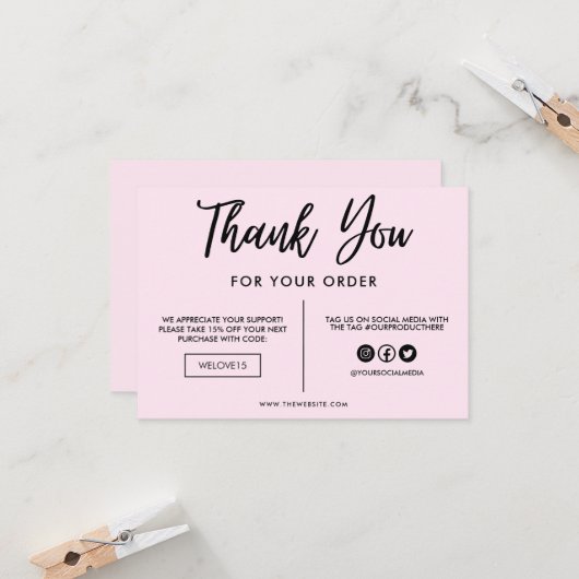 Zwart en roze Dank u voor het mediumtussenvoegsel (Voorkant / Achterkant in situ)