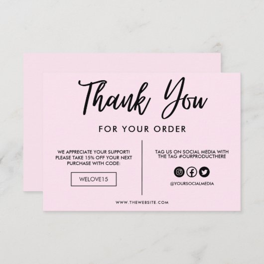Zwart en roze Dank u voor het mediumtussenvoegsel (Voorkant / Achterkant)