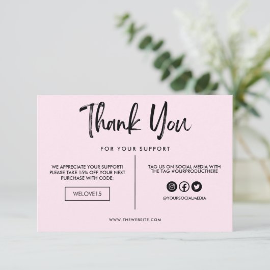 Zwart en roze Dank u voor het mediumtussenvoegsel (Staand voorkant)