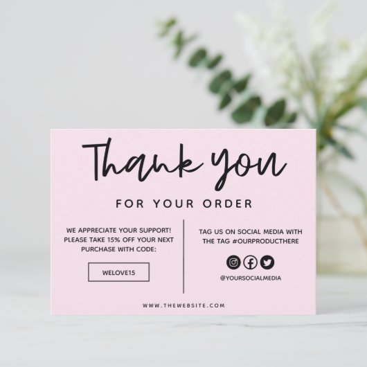 Zwart en roze Dank u voor het mediumtussenvoegsel (Staand voorkant)