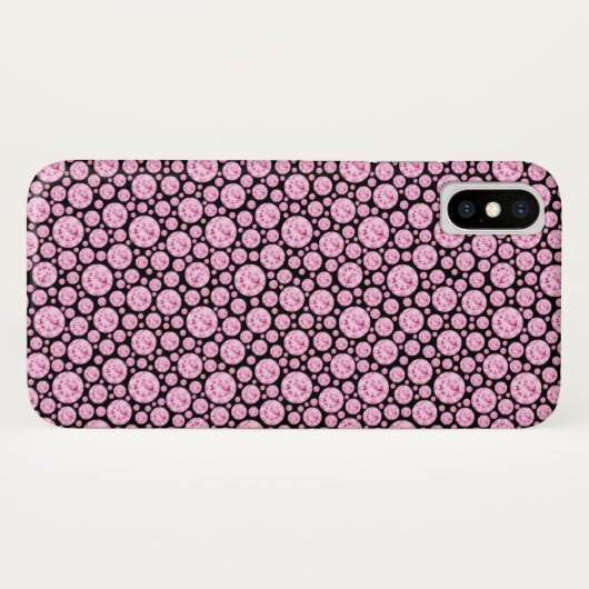 Zwart en roze Diamond Bling Pattern Case-Mate iPhone Case (Achterkant (horizontaal))