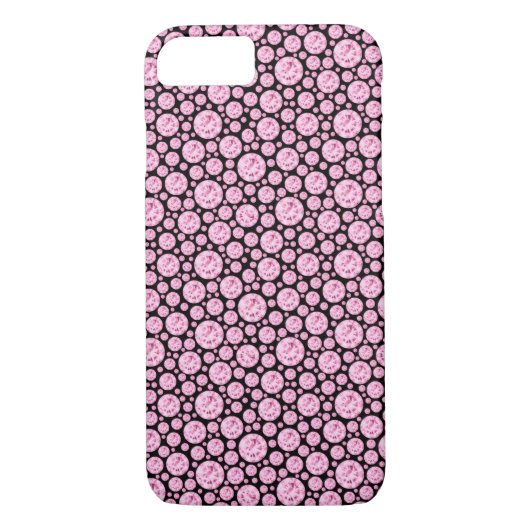 Zwart en roze Diamond Bling Pattern Case-Mate iPhone Case (Achterkant)