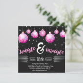 Zwart en Roze Dramatische Kerst Ornamenten Jingle Kaart (Staand voorkant)