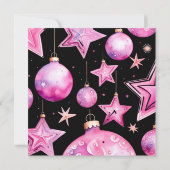 Zwart en Roze Dramatische Kerst Ornamenten Jingle Kaart (Achterkant)