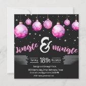 Zwart en Roze Dramatische Kerst Ornamenten Jingle Kaart (Voorkant)