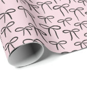 Zwart en Roze Eenvoudige Bogen Patroon Cadeaupapier (Rol Hoek)