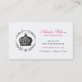 Zwart en Roze Elegante Kroon Visitekaartje (Voorkant)