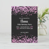 Zwart en Roze Elegante Uitnodiging van het Verjaar (Staand voorkant)