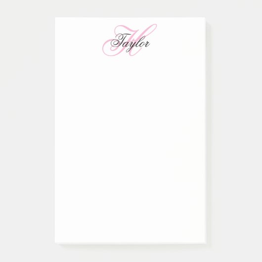 Zwart en roze fancy monogram post-it® notes (Voorkant)