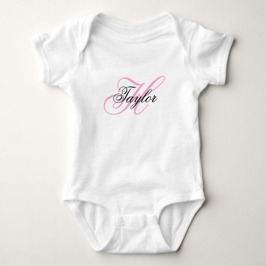 Zwart en roze fancy monogram romper (Voorkant)