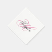 Zwart en roze fancy monogram servet (Hoek)