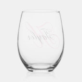 Zwart en roze fancy monogram wijnglas zonder voet (Achterkant)