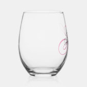 Zwart en roze fancy monogram wijnglas zonder voet (Rechts)