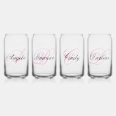 Zwart en Roze Fancy Monogrammed Blikvorm Glas (Voorkant)