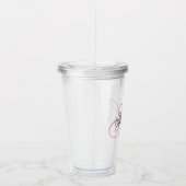 Zwart en Roze Fantasie Monogram Acryl Drinkbeker (Rechts)