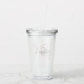 Zwart en Roze Fantasie Monogram Acryl Drinkbeker (Achterkant)