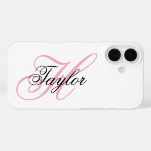 Zwart en Roze Fantasie Monogram iPhone 16 Hoesje