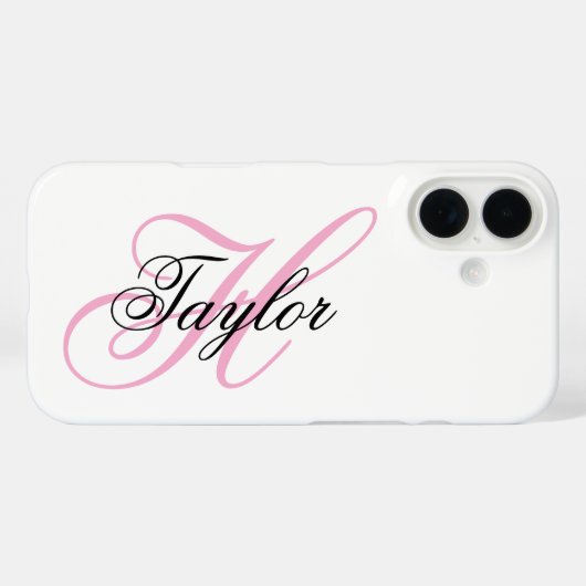 Zwart en Roze Fantasie Monogram Case-Mate iPhone Case (Achterkant (horizontaal))