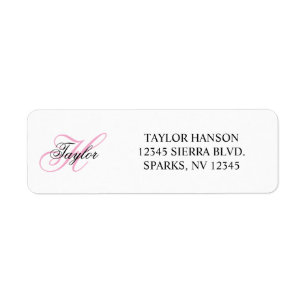 Zwart en Roze Fantasie Monogram Etiket