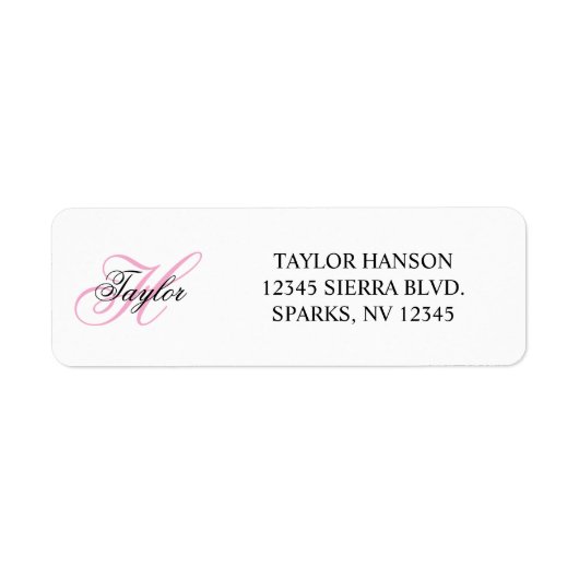 Zwart en Roze Fantasie Monogram Etiket (Voorkant)