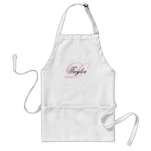 Zwart en Roze Fantasie Monogram Standaard Schort