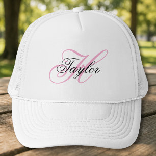 Zwart en Roze Fantasie Monogram Trucker Pet
