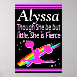 ZWART EN ROZE FELLE CHEER GEPERSONALISEERD POSTER