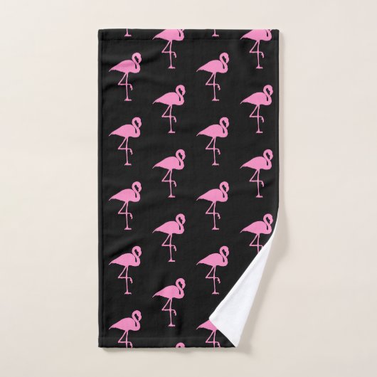 Zwart en roze Flamingo patroon Bad Handdoek (Handdoek)