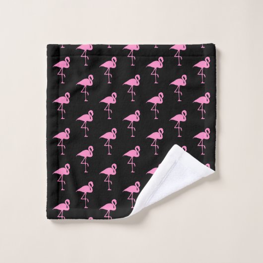 Zwart en roze Flamingo patroon Bad Handdoek (Wasdoekje)