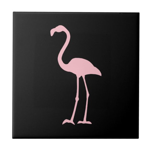 Zwart en Roze Flamingo Silhouet Tegeltje (Voorkant)