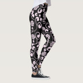 Zwart en roze Floral Pattern Women's Workout Leggings (Rechts)