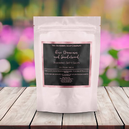 Zwart en Roze Folie Badzouten Pouch Label Sparkling Wijnetiket
