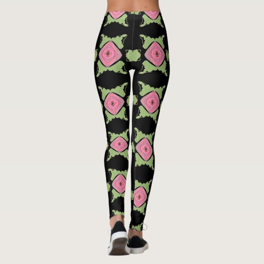 Zwart en roze gepatterd leggings (Achterkant)