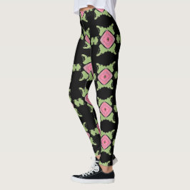 Zwart en roze gepatterd leggings