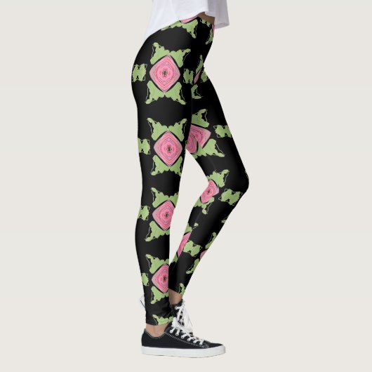 Zwart en roze gepatterd leggings (Rechts)
