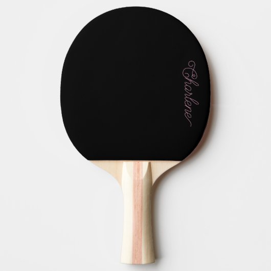 Zwart en Roze Gepersonaliseerde Ping Pong Paddle Tafeltennisbatje (Voorkant)