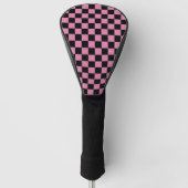 Zwart en roze geruit motief golfheadcover (Voorkant)
