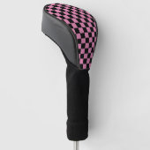 Zwart en roze geruit motief golfheadcover (Schuin)