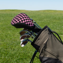 Zwart en roze geruit motief golfheadcover