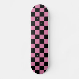 Zwart en roze geruit motief persoonlijk skateboard