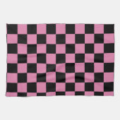 Zwart en roze geruit motief theedoek (Horizontaal)