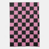 Zwart en roze geruit motief theedoek (Verticaal)