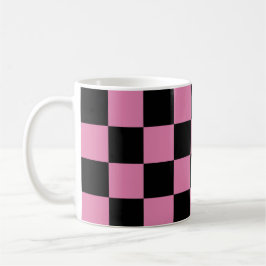 Zwart en roze geruite print koffiemok