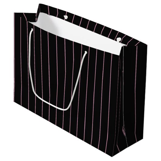 zwart en roze gestreept groot cadeauzakje (Voorkant Gekanteld)
