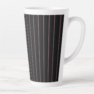 zwart en roze gestreept latte mok