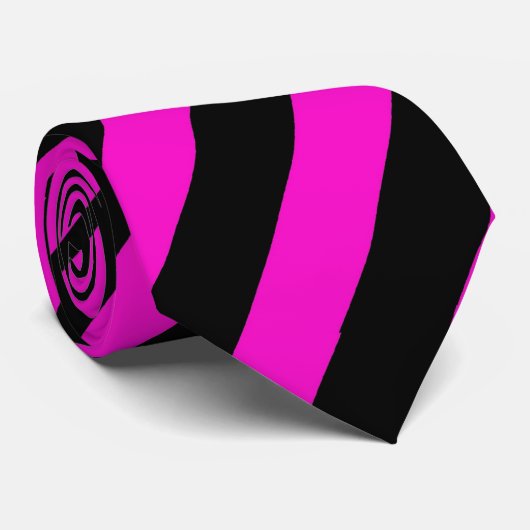 Zwart en roze gestreept Stropdas (Opgerold)