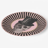 Zwart en Roze Gestreepte Schedel Bord (Gekanteld)