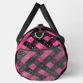 Zwart en roze geweven met glitter look plunjezak (Rechts)