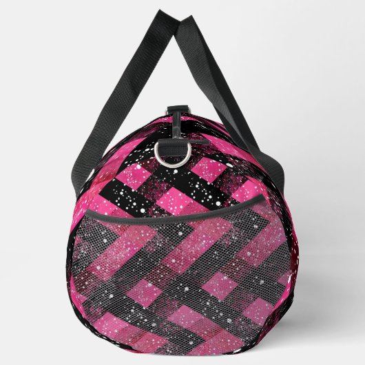 Zwart en roze geweven met glitter look plunjezak (Rechts)