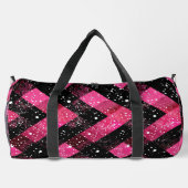 Zwart en roze geweven met glitter look plunjezak (Achterkant)